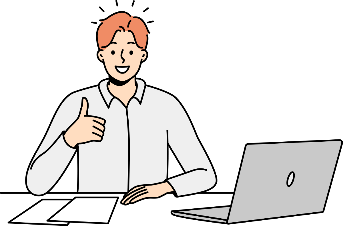 PCで作業する人物のイラスト